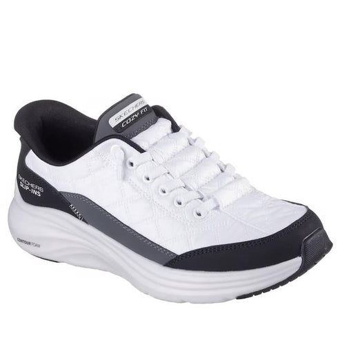 Skechers Womens Slip In Contour Foam Cozy Fit White Black